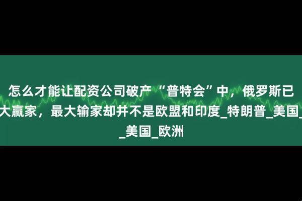 怎么才能讓配資公司破產(chǎn) “普特會(huì)”中，俄羅斯已成最大贏家，最大輸家卻并不是歐盟和印度_特朗普_美國(guó)_歐洲
